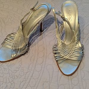 Silver strappy heels